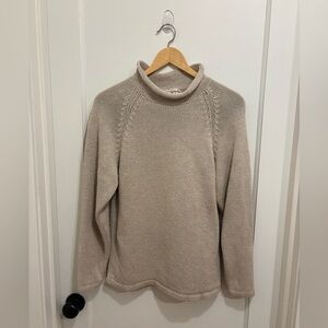 J Crew Tan/Beige Oversized Knit Sweater Linen Cotton Blend XS